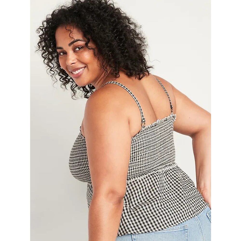 Old Navy Sleeveless Smocked Gingham Print Adjustable Strap Cami Top 3X